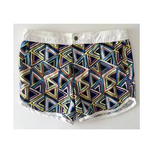 Mr Turk Swim Trunks Mens 30 Multicolor Geometric Leg Lined Drawstring VGC